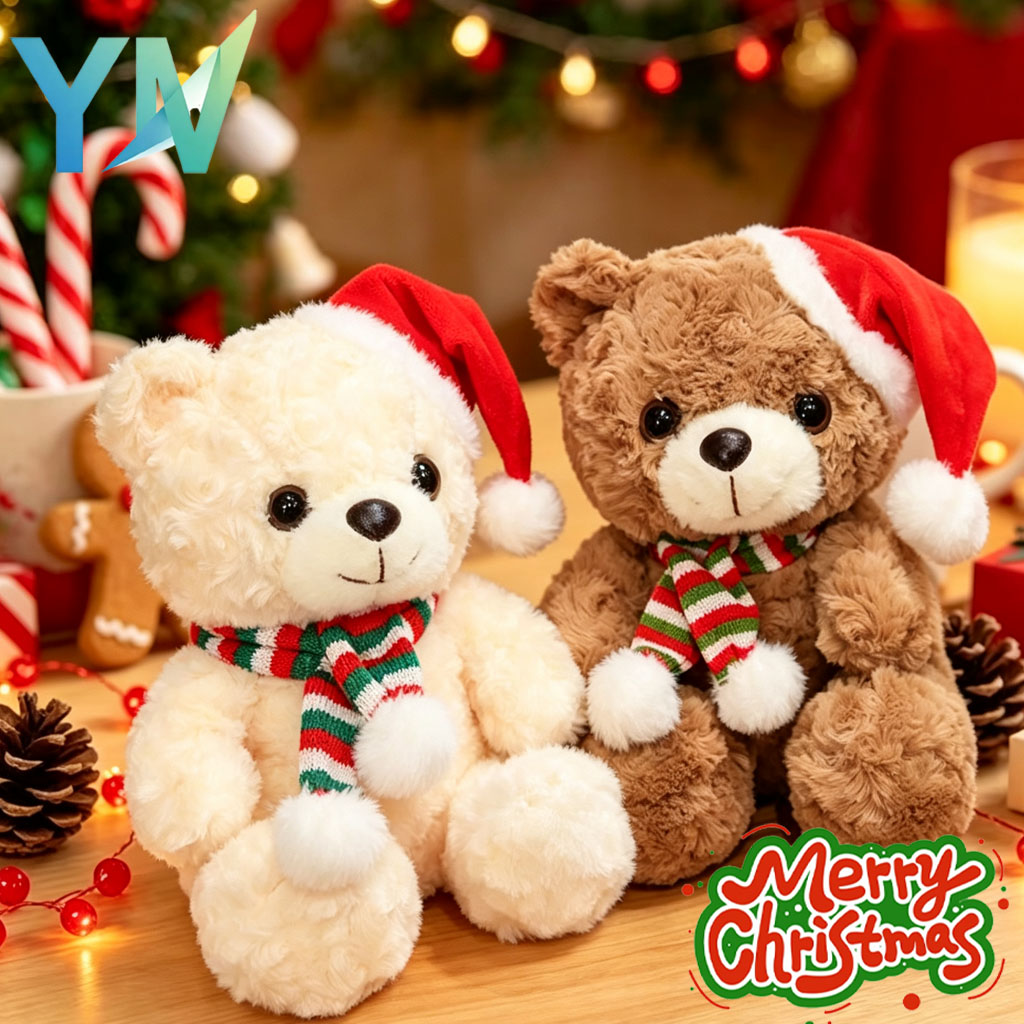 Santa Hat Plush - 1-4PCS Christmas Bear Plush Figure Wearing