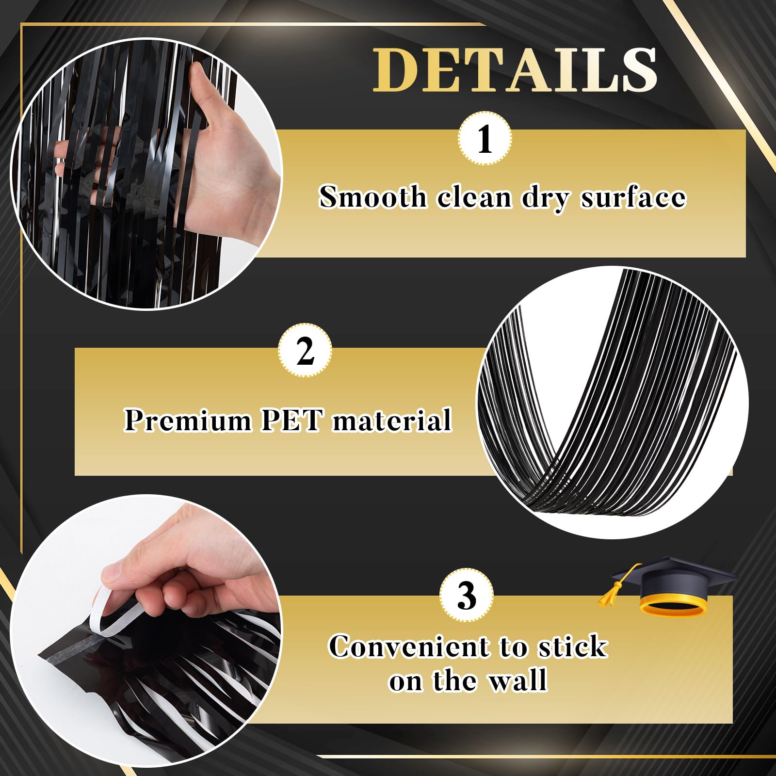 4 PCS Black Tinsel Fringe Ceil - Tinsel Garland Decoration 评论和价格