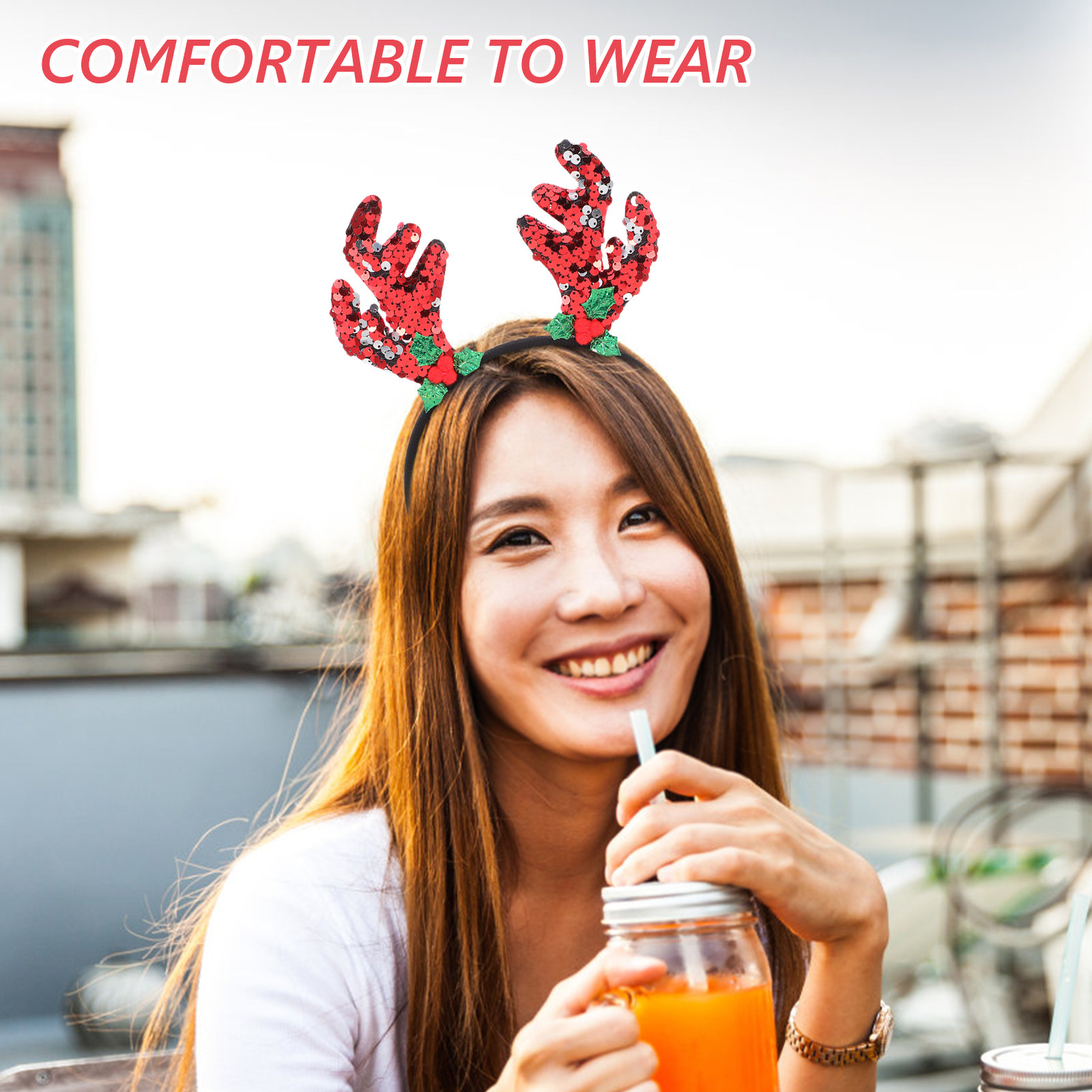 Xmas Antler Headband Cute Rein - Reindeer Antlers Headband 评论和价格