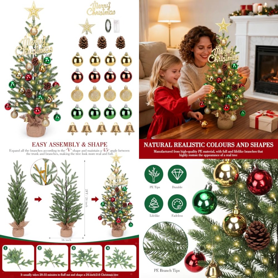 2FT Mini Christmas Tree, Table - Christmas Tree Artificial 评论和价格