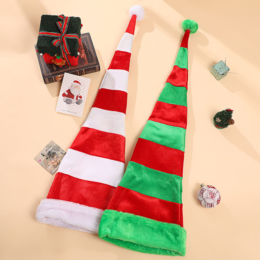 Long Striped Santa Hat with Wi - Santa Hat Plush 评论和价格