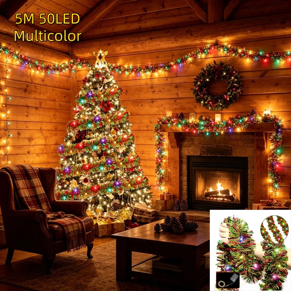 5M Christmas Tinsel Garland Me - Tinsel Garland Decoration 评论和价格