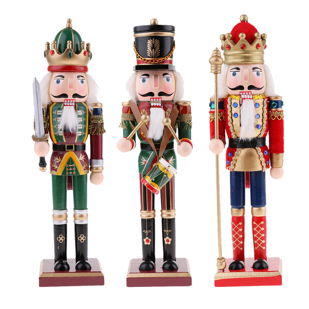 3Pcs/Lot 30cm Wooden Nutcracke - Nutcracker Figurine 评论和价格