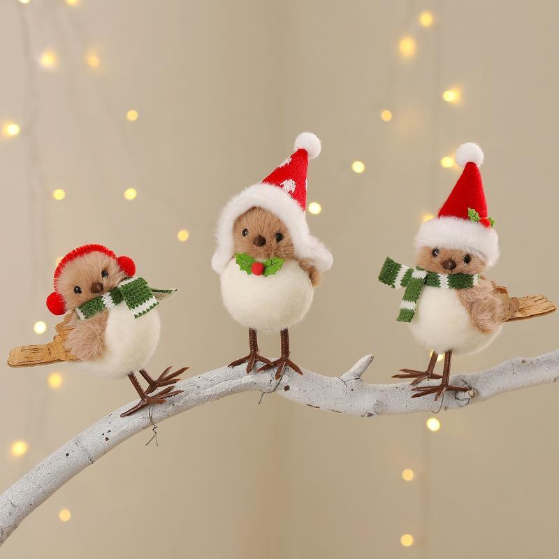 Christmas Plush Bird Ornaments - Santa Hat Plush 评论和价格