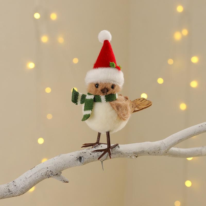 Christmas Plush Bird Ornaments - Santa Hat Plush 评论和价格